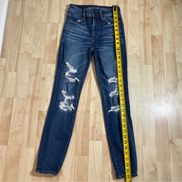 American Eagle Next Level Stretch High Rise Jegging Distressed High Rise 0Short - Picture 2 of 9